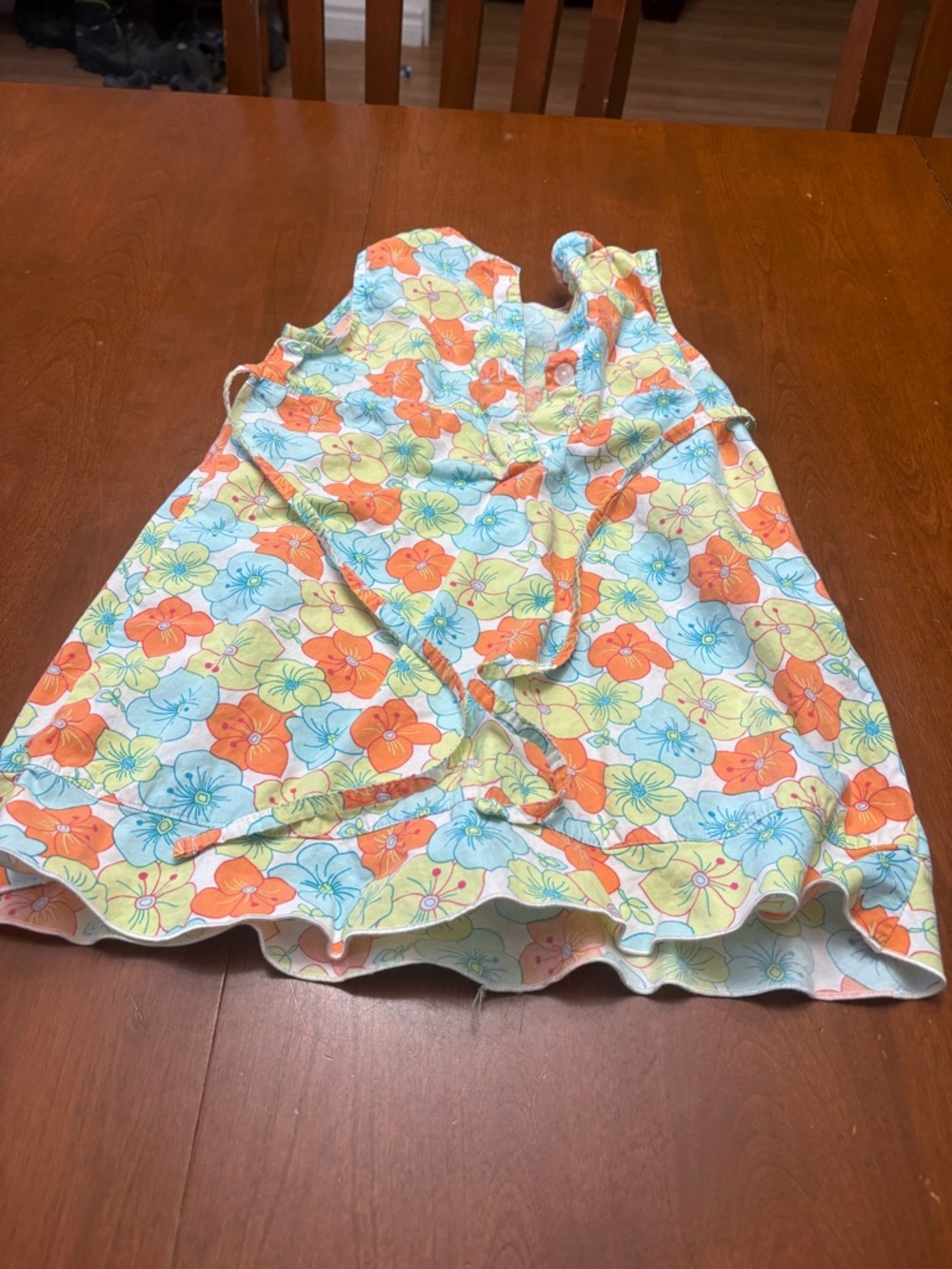 Circo Floral Tie-Waist Sundress in Orange, Blue & Yellow